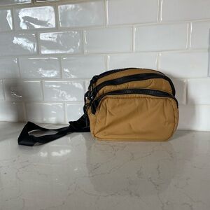 Sweet Label Crossbody Bag Gold Mustard Color